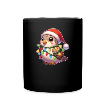 Weihnachten Lichterkette Turteltaube - Tasse einfarbig - Schwarz - Vorne