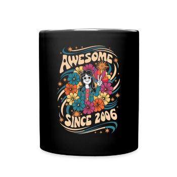 Vintage 2006 Hippie Anniversaire Rétro Fleurs - Mug uni - noir - Devant
