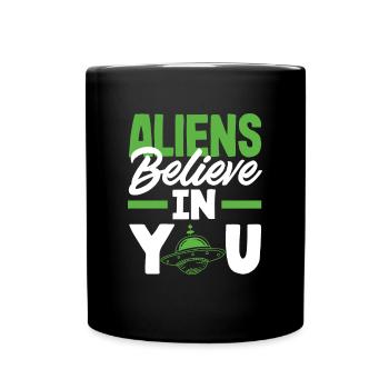 Lustiges Alien Außerirdische Geschenk - Tasse einfarbig - Schwarz - Vorne