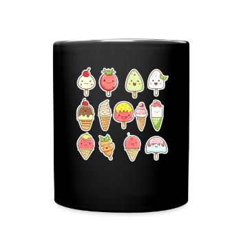 Eiscreme Cartoon Look - Tasse einfarbig - Schwarz - Vorne