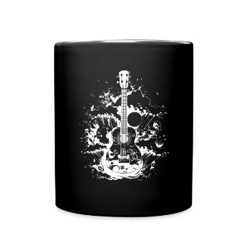 Ukulele Zeichnung - Tasse einfarbig - Schwarz - Vorne