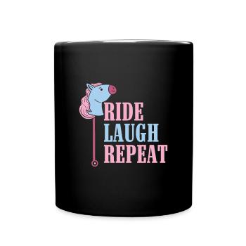 Ride Laugh Repeat - Hobby Horse Steckenpferd - Full Colour Mug - black - Front