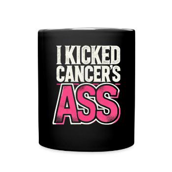 Breast Cancer Awareness Cancer Survivor Ribbon - Full Colour Mug - black - Front
