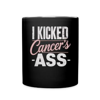 Breast Cancer Awareness Cancer Survivor Ribbon - Full Colour Mug - black - Front