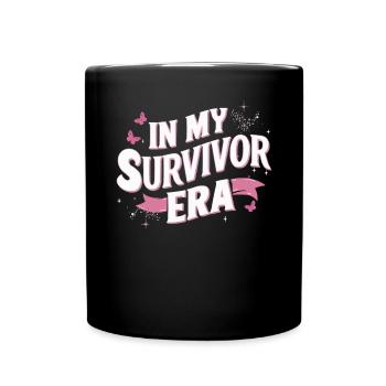 Breast Cancer Awareness Cancer Survivor Ribbon - Full Colour Mug - black - Front