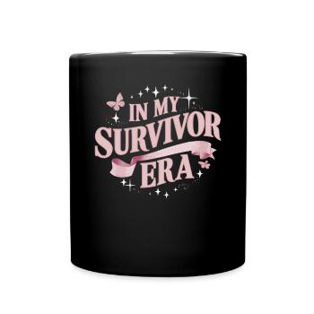 Breast Cancer Awareness Cancer Survivor Ribbon - Full Colour Mug - black - Front