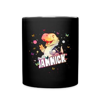 JANNICK - Beau prénom de garçon avec mignon DINO T-REX - Mug uni - noir - Devant