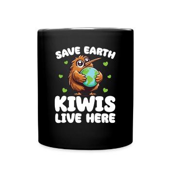 Rettet die Erde Kiwis Vögel leben hier Earth Day - Tasse einfarbig - Schwarz - Vorne