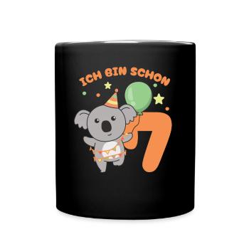 J’ai déjà 7 ans d’anniversaire de koala - Mug uni - noir - Devant