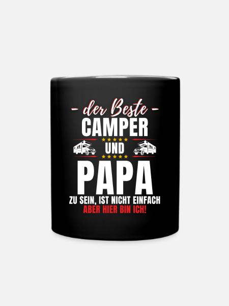 DER BESTE CAMPER & PAPA Lustiger Camping - Tasse einfarbig - Schwarz