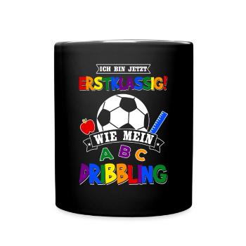 Schulanfang Schulkind Fußball Einschulung Geschenk - Tasse einfarbig - Schwarz - Vorne