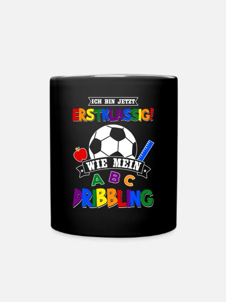 Schulanfang Schulkind Fußball Einschulung Geschenk - Tasse einfarbig - Schwarz