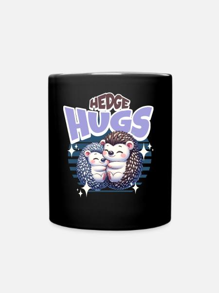 Igel Hedge Hugs - Tasse einfarbig - Schwarz