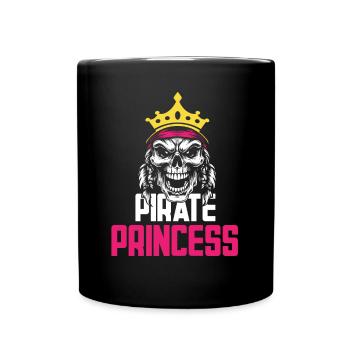 Piratenprinzessin Piratenschädel Kreuzknochen - Tasse einfarbig - Schwarz - Vorne