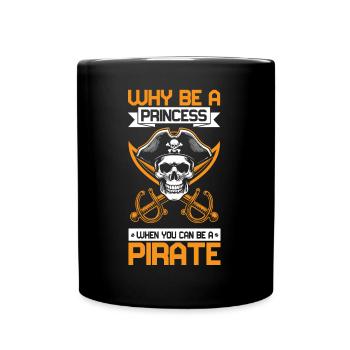 Piratenprinzessin Piratenschädel Kreuzknochen - Tasse einfarbig - Schwarz - Vorne