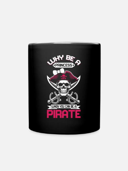 Piratenprinzessin Piratenschädel Kreuzknochen - Tasse einfarbig - Schwarz