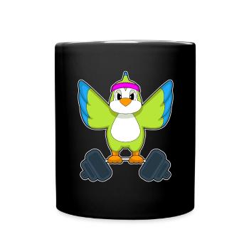Papagei Bodybuilder Langhantel Bodybuilding - Tasse einfarbig - Schwarz - Vorne