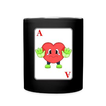 Herz Poker Pokerkarten - Tasse einfarbig - Schwarz - Vorne