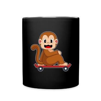 Affe Skater Skateboard - Tasse einfarbig - Schwarz - Vorne