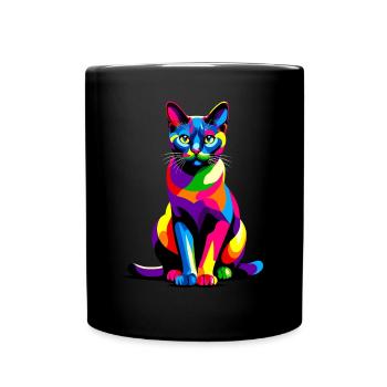 Chat Bombay Pop Art coloré - Mug uni - noir - Devant