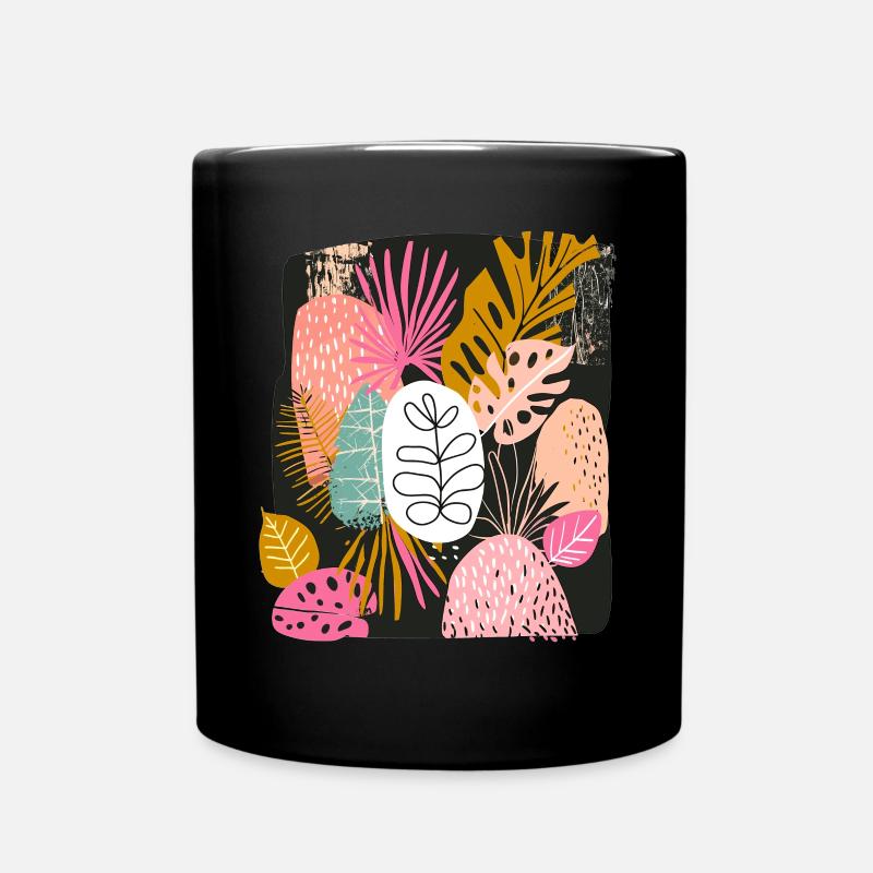 Bunte Tropische Blätter Abstrakte Kunst - Tasse einfarbig - Schwarz