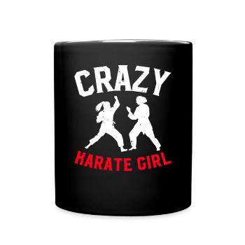 Crazy Karate Girl Karate Fighter - Full Colour Mug - black - Front