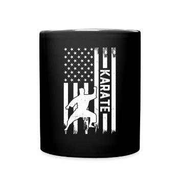 Karate US Flag Karate Fighter - Tasse einfarbig - Schwarz - Vorne