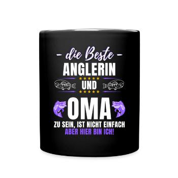 Anglerin Angel Angeln Fischen Fischerin Anglerin - Tasse einfarbig - Schwarz - Vorne