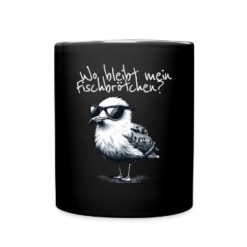 Where's My Fish Sandwich Cool Seagull Saying - Full Colour Mug - black - Front