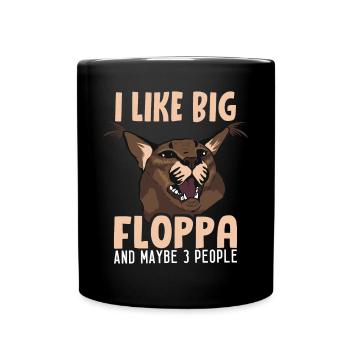 Big Floppa und 3 Leute - Tasse einfarbig - Schwarz - Vorne