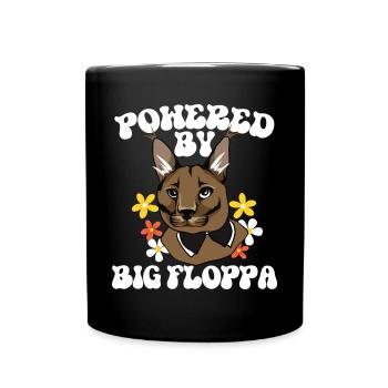 Powered by Big Floppa Caracal - Tasse einfarbig - Schwarz - Vorne