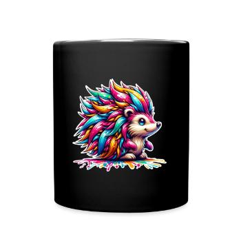 Hérisson coloré - Mug uni - noir - Devant