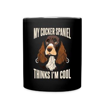 Mein Cocker Spaniel findet mich cool - Tasse einfarbig - Schwarz - Vorne