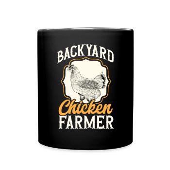 Poulet, Éleveur, Coq, Poule, Poulets de basse-cour, - Mug uni - noir - Devant