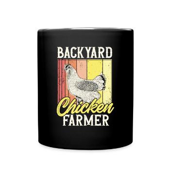Poulet, Éleveur, Coq, Poule, Poulets de basse-cour, - Mug uni - noir - Devant