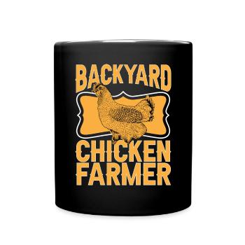 Poulet, Éleveur, Coq, Poule, Poulets de basse-cour, - Mug uni - noir - Devant