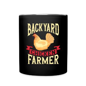 Poulet, Éleveur, Coq, Poule, Poulets de basse-cour, - Mug uni - noir - Devant