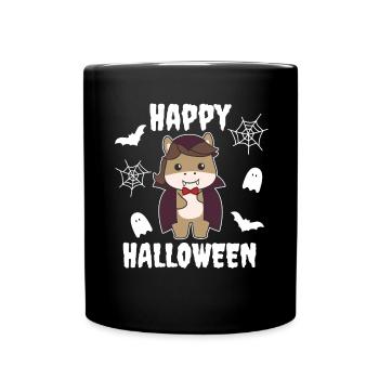 Horse Happy Halloween Cute Vampire Costume - Full Colour Mug - black - Front