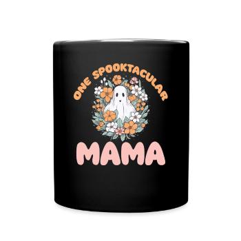 Halloween groovy Mama Geist Hippie Blumen Vintage - Tasse einfarbig - Schwarz - Vorne