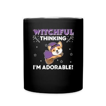 Corgi Halloween Witch Witches I'm Adorable - Full Colour Mug - black - Front