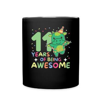 Drache zum 11. Geburtstag Kinder elf Jahre alt - Tasse einfarbig - Schwarz - Vorne