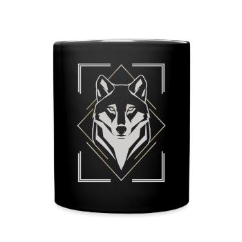 Élégant Tête de Loup Géométrique - Mug uni - noir - Devant