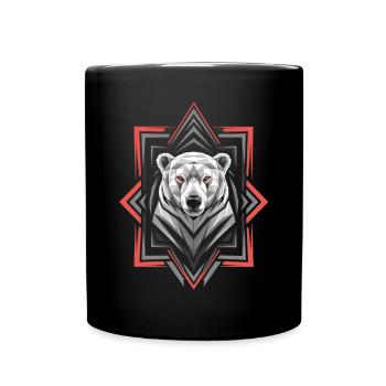 Geometric Polar Bear Head Artwork - Full Colour Mug - black - Front
