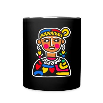 Aztekischer Gott Alte Mythologie Coatlicue Buntes - Tasse einfarbig - Schwarz - Vorne