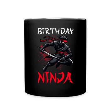 Birthday Ninja Birthday Party Theme Bday Ninja - Full Colour Mug - black - Front