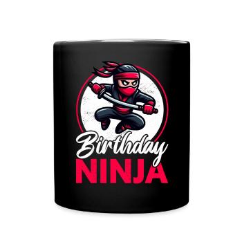 Birthday Ninja Birthday Party Theme Bday Ninja - Full Colour Mug - black - Front