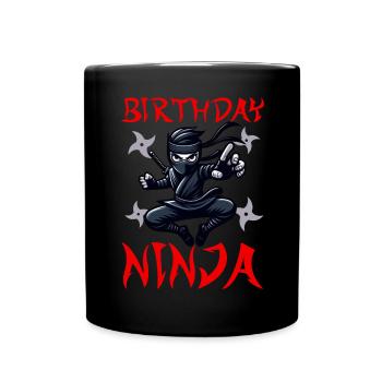 Birthday Ninja Birthday Party Theme Bday Ninja - Full Colour Mug - black - Front