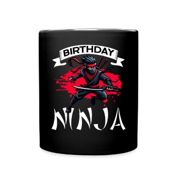 Birthday Ninja Birthday Party Theme Bday Ninja - Full Colour Mug - black - Front