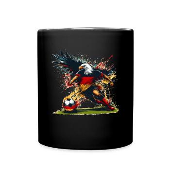 Deutscher Adler & Fußball Design in Schwarz, Rot und Gold - Tasse einfarbig - Schwarz - Vorne