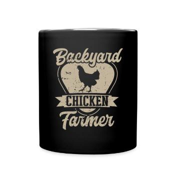 Poulet, Éleveur, Coq, Poule, Poulets de basse-cour, - Mug uni - noir - Devant